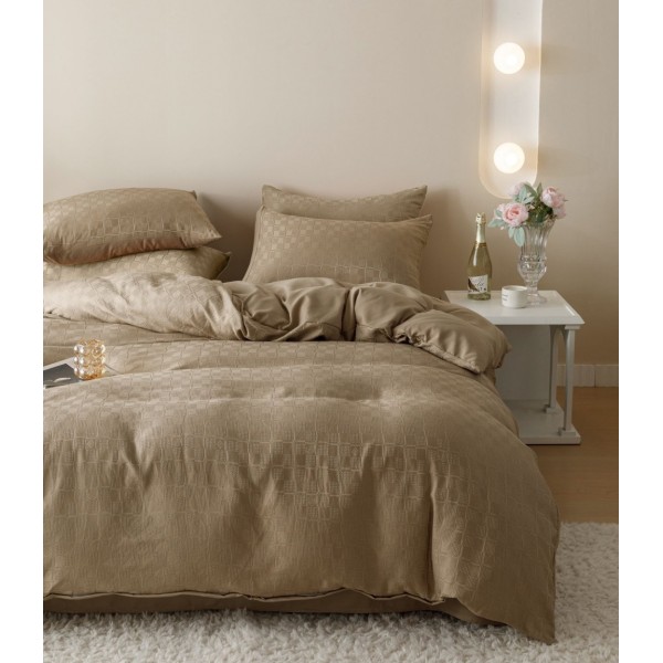 Lenjerie pat dublu, JACQUARD FINETAT, 6 piese, Jojo Home, Bej