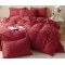 Lenjerie pat dublu, JACQUARD FINETAT, 6 piese, Jojo Home, Rosu