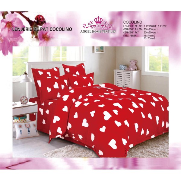 LENJERIE PUFOASA COCOLINO CU 6 PIESE PENTRU PAT DUBLU LC-91