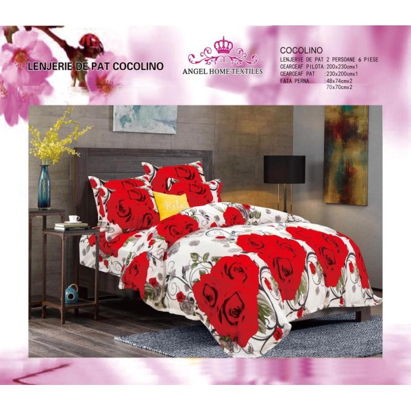 LENJERIE PUFOASA COCOLINO CU 6 PIESE PENTRU PAT DUBLU LC-93