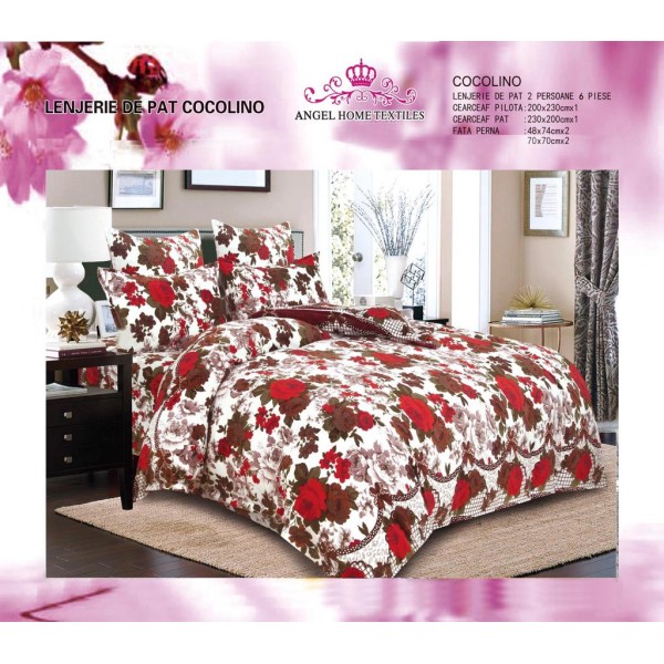 LENJERIE PUFOASA COCOLINO CU 6 PIESE PENTRU PAT DUBLU LC-95