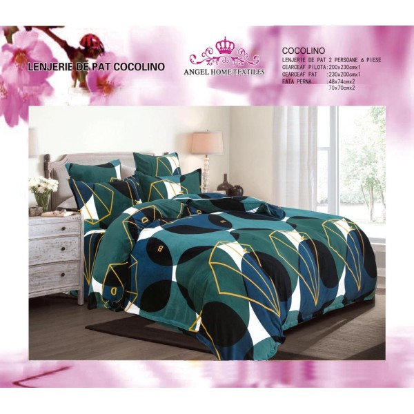 LENJERIE PUFOASA COCOLINO CU 6 PIESE PENTRU PAT DUBLU LC-97