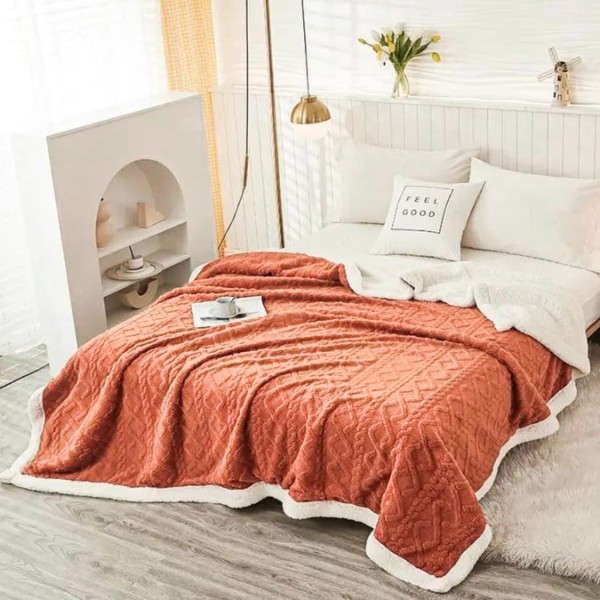 Patura CoCoLiNo tip Tricotaj cu blanita, 200x230cm, Jojo Home, Somon Patura CoCoLiNo tip Tricotaj cu blanita, 200x230cm, Jojo Home, Somon