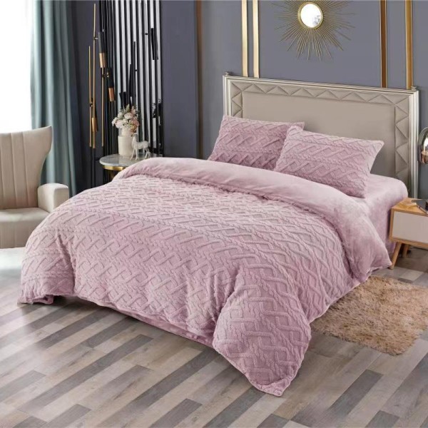 Lenjerie pentru pat dublu pufoasa CoCoLiNo, tip tricotaj, 4 piese, LILA