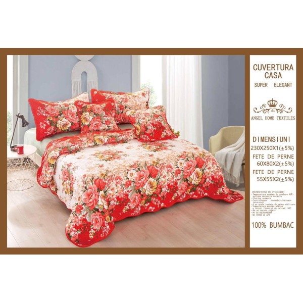 Cuvertura de pat, 5 piese, 230X250 CM, (BUMBAC 100%),CUV_5R10 Cuvertura de pat, 5 piese, 230X250 CM, (BUMBAC 100%),CUV_5R10