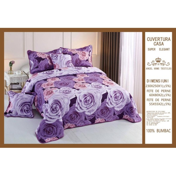Cuvertura de pat, 5 piese, 230X250 CM, (BUMBAC 100%),CUV_5P7 Cuvertura de pat, 5 piese, 230X250 CM, (BUMBAC 100%),CUV_5P7