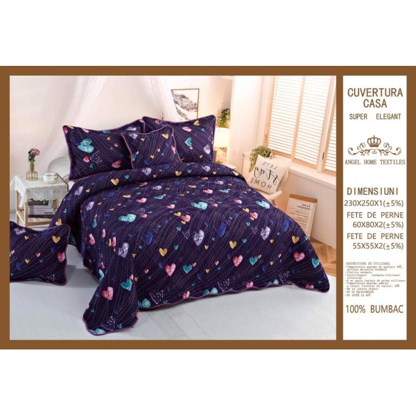 Cuvertura de pat, 5 piese, 230X250 CM, (BUMBAC 100%),CUV_5P8 Cuvertura de pat, 5 piese, 230X250 CM, (BUMBAC 100%),CUV_5P8