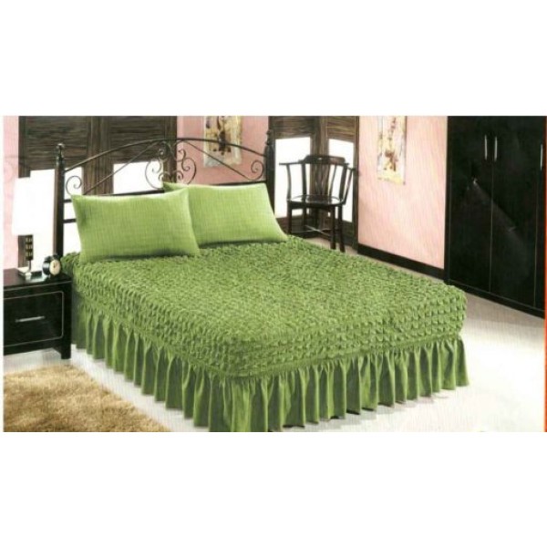 Husă-Cuvertură pat cu 2 fețe de pernă – culoare verde, HP_01