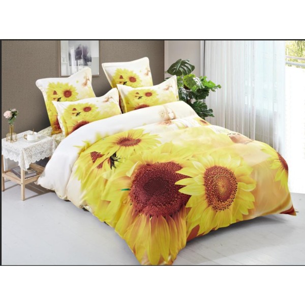 Lenjerie pat dublu, Bumbac Finet Superior, 6 Piese, Bumbac Finet, 3D, YO3D-33